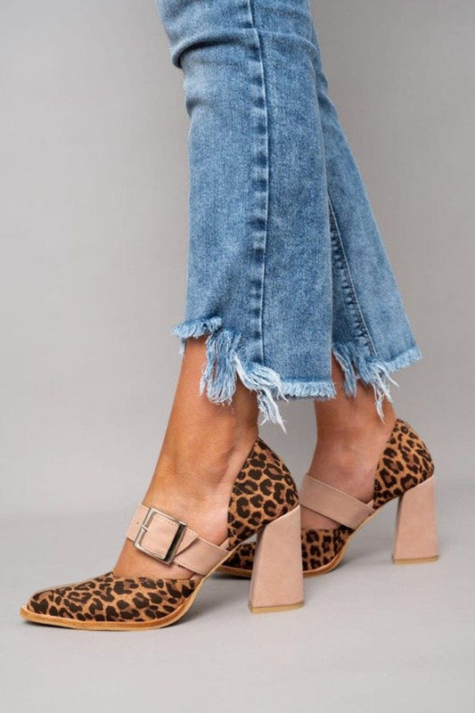 Ilana™ | Tacones de Bloque con Estampado de Leopardo