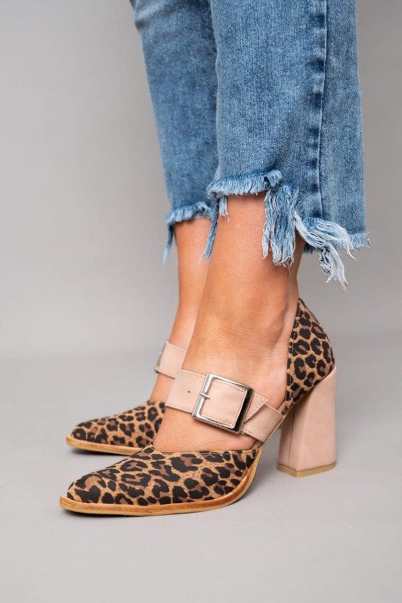 Ilana™ | Tacones de Bloque con Estampado de Leopardo