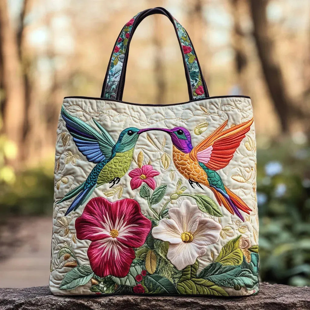 Bolso Mochila Acolchado con Colibrí