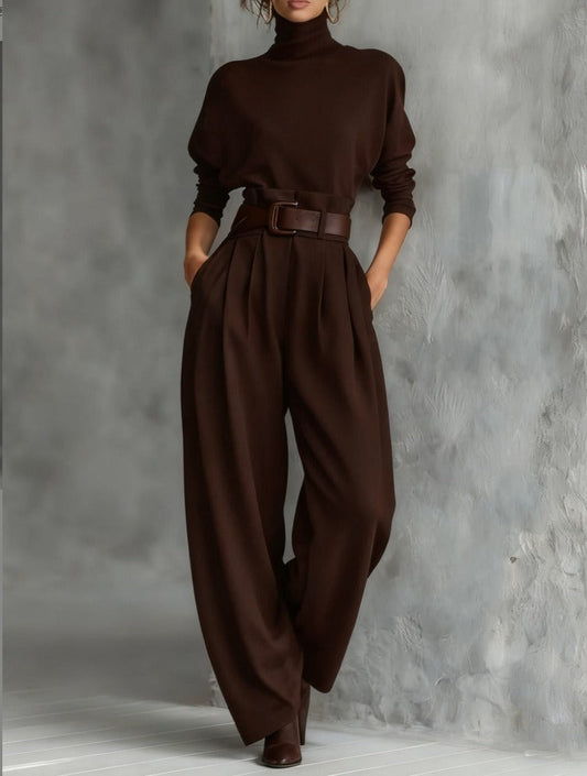 Juliet | Conjunto de suéter de cuello alto y pantalón recto