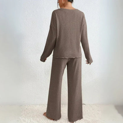 Zavelli | Conjunto completo de dos piezas con pantalones y top con escote en V