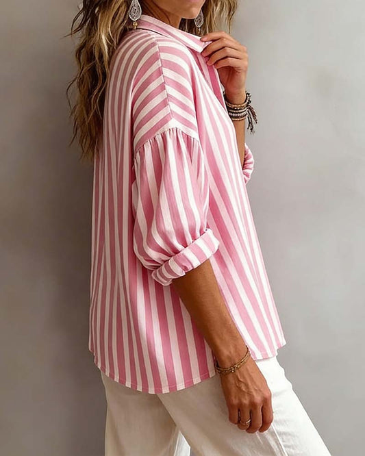 Blusa amplia de rayas con cuello