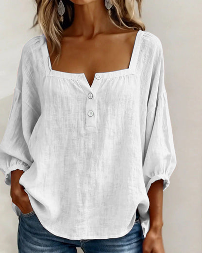 Blusa de cuello cuadrado y manga mariposa