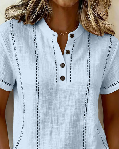 Camiseta casual con cuello en V y botones