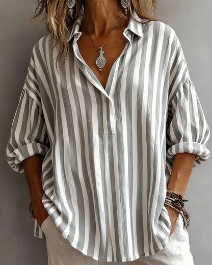 Blusa amplia de rayas con cuello