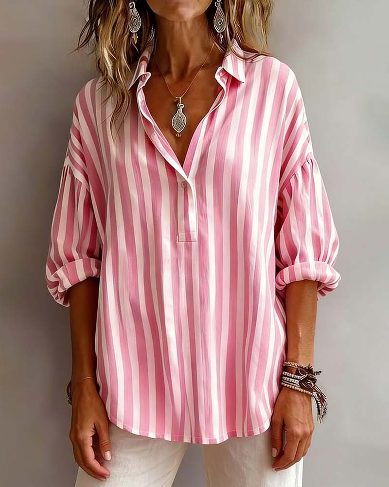 Blusa amplia de rayas con cuello