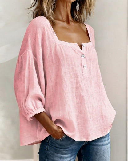 Blusa de cuello cuadrado y manga mariposa
