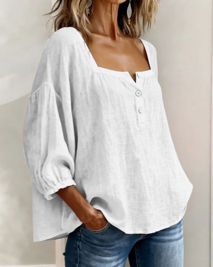 Blusa de cuello cuadrado y manga mariposa