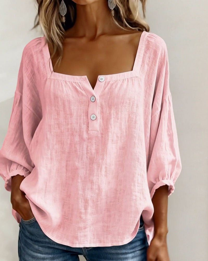 Blusa de cuello cuadrado y manga mariposa