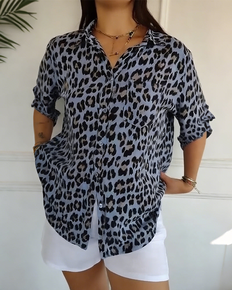Blusa de moda con estampado de leopardo