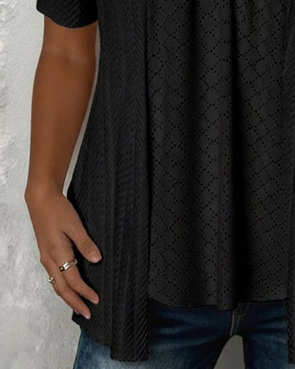 Blusa efecto capa falsa con cuello cuadrado y patchwork
