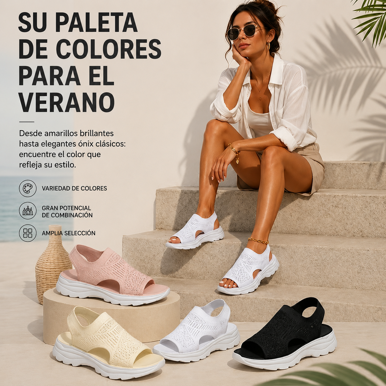 Sandalias de plataforma de malla transpirable para mujer