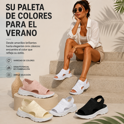 Sandalias de plataforma de malla transpirable para mujer