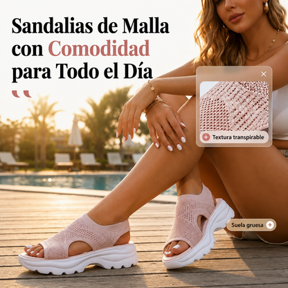 Sandalias de plataforma de malla transpirable para mujer
