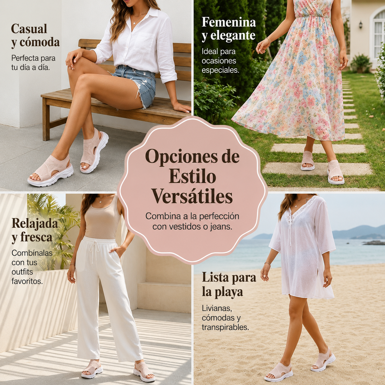 Sandalias de plataforma de malla transpirable para mujer