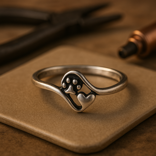 Marielle™ | Anillo vintage de corazón con huella de pata