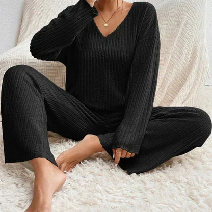 Zavelli | Conjunto completo de dos piezas con pantalones y top con escote en V
