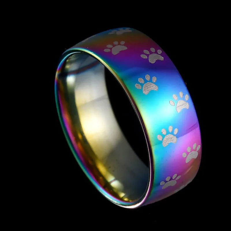Zinnia™ | Anillo con huella de pata arcoíris