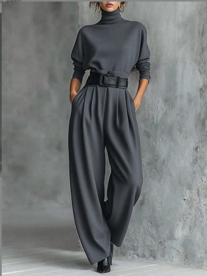 Juliet | Conjunto de suéter de cuello alto y pantalón recto