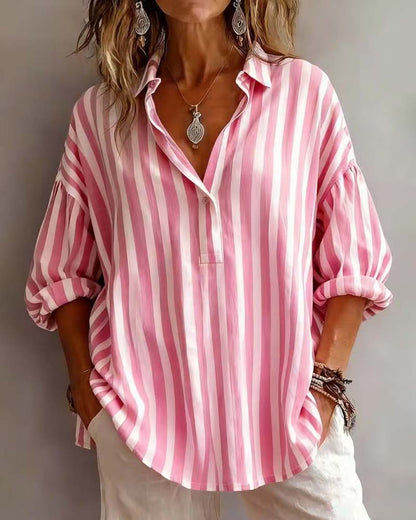 Blusa amplia de rayas con cuello