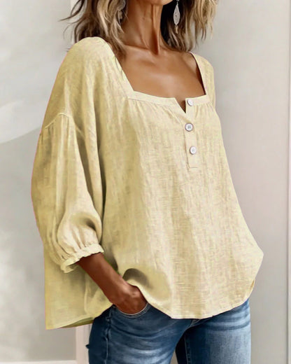 Blusa de cuello cuadrado y manga mariposa