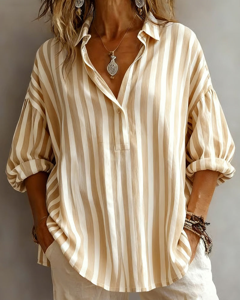 Blusa amplia de rayas con cuello