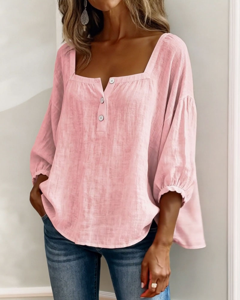 Blusa de cuello cuadrado y manga mariposa