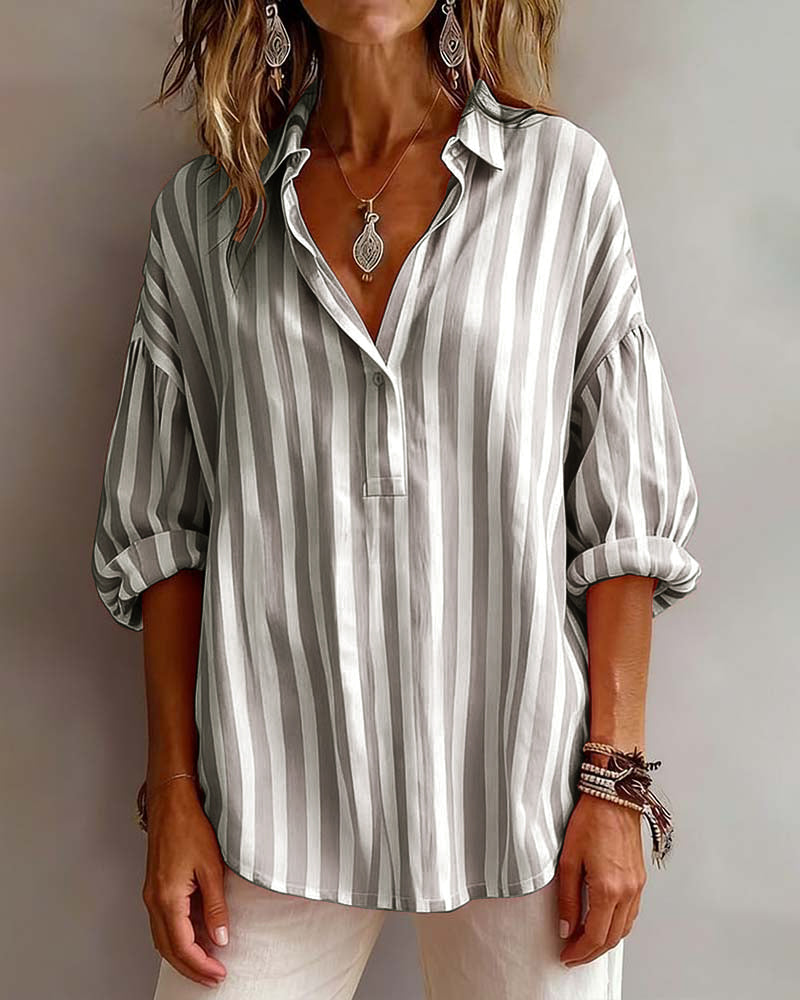 Blusa amplia de rayas con cuello