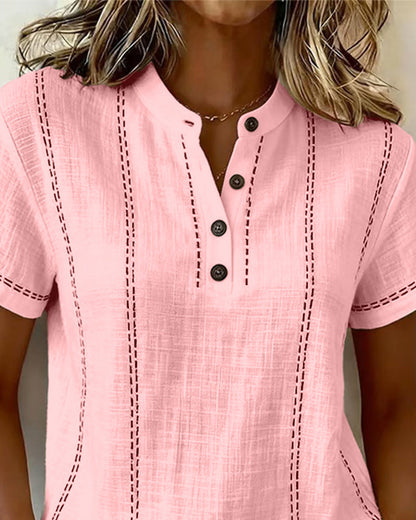 Camiseta casual con cuello en V y botones