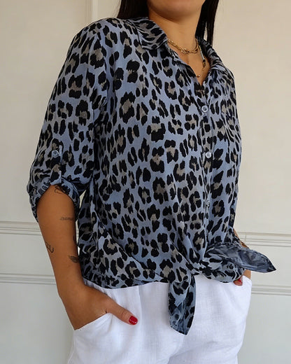 Blusa de moda con estampado de leopardo