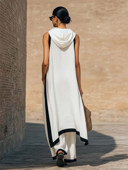 Conjunto de dos piezas de lino y algodón, elegante y con un corte artístico