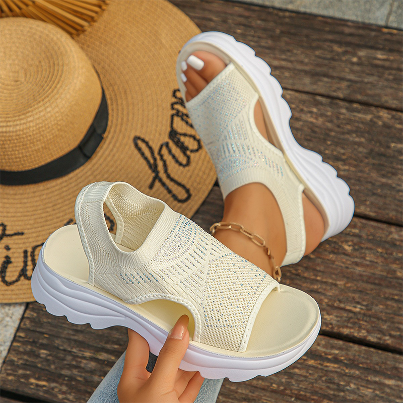 Sandalias de plataforma de malla transpirable para mujer