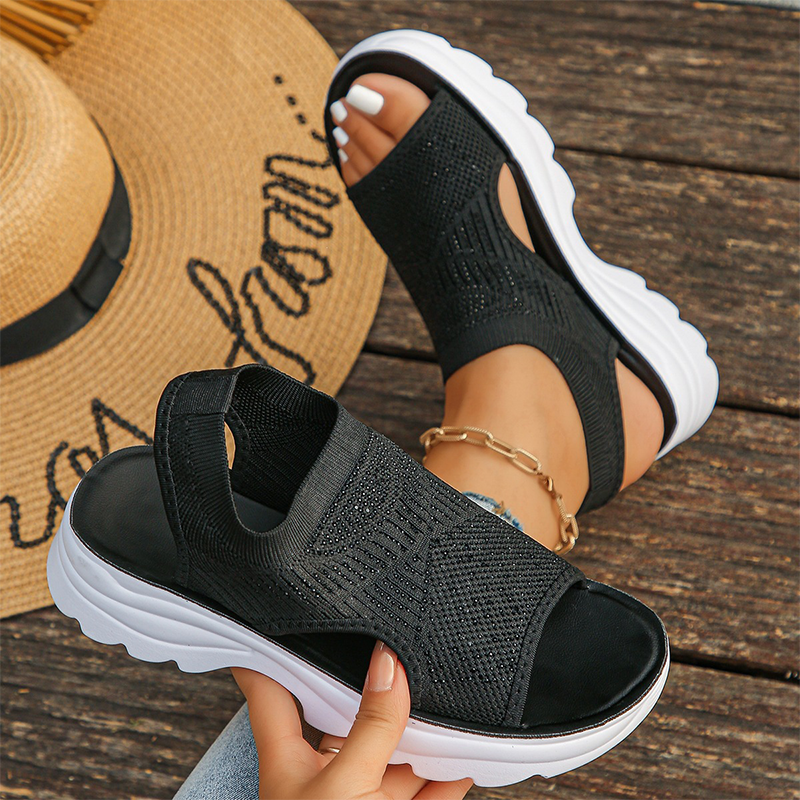Sandalias de plataforma de malla transpirable para mujer