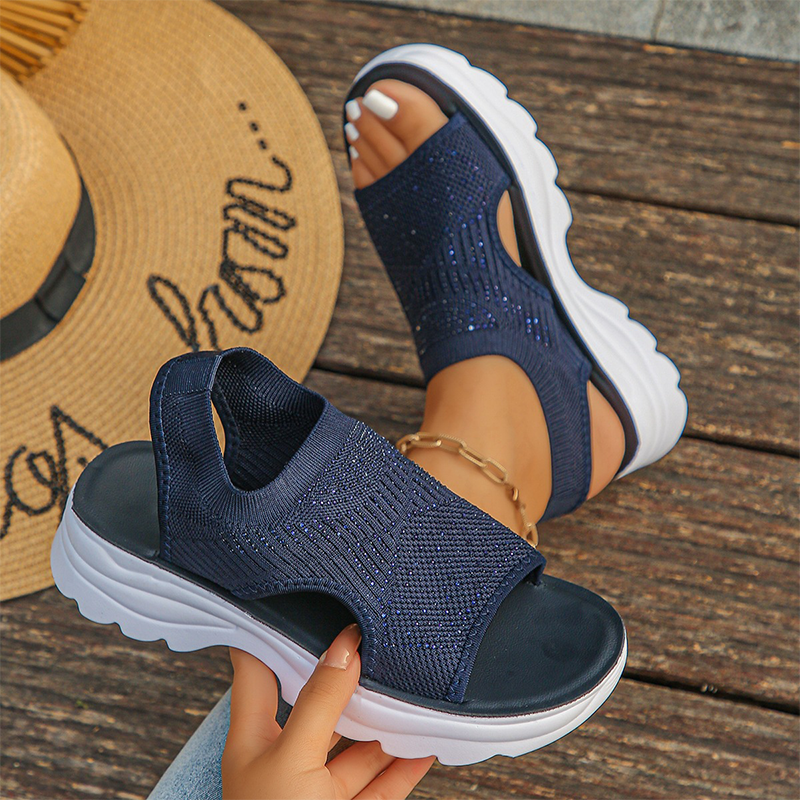 Sandalias de plataforma de malla transpirable para mujer